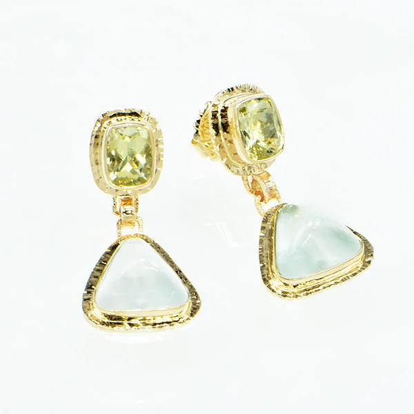 Beautiful Stud Earrings for Women-Yellow Beryl & White Topaz Earrings