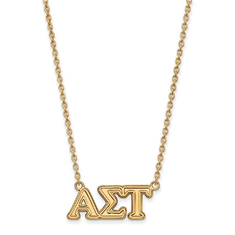 Silver Necklace for Everyday Wear-14K Plated Silver Alpha Sigma Tau Medium Necklace