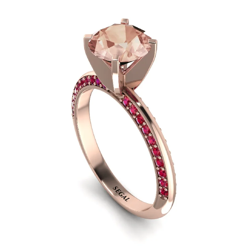 Classic Solitaire Ring for Engagement-Classic Morganite Ring With A Twist - Leilani No. 911