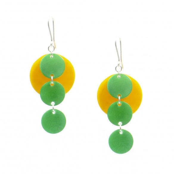 Small Drop Earrings for Casual Style-Tagua Earrings - Saffron Yellow / Prairie Green