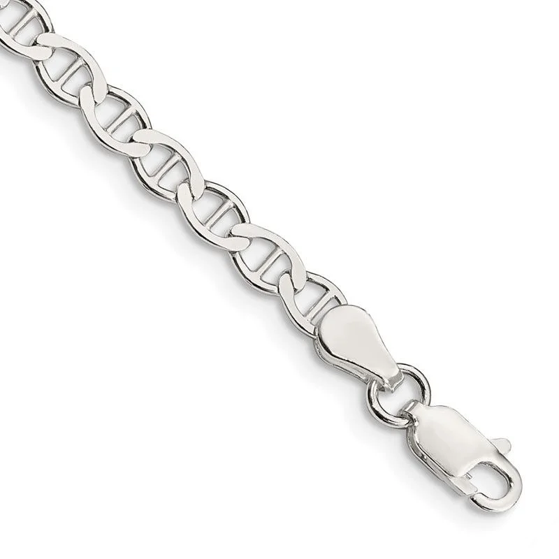 Engraved Bracelets for Personalized Gifts-Sterling Silver 4mm Flat Anchor Chain Bracelet