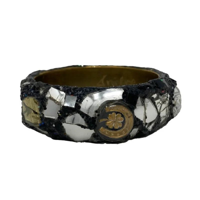 Classic Silver Bangle Set for Weddings-BLACK SILVER AND GOLD BANGLE