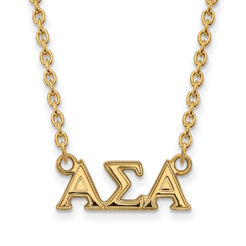 Simple Pendant Necklace for Casual Wear-14K Plated Silver Alpha Sigma Alpha Medium Necklace