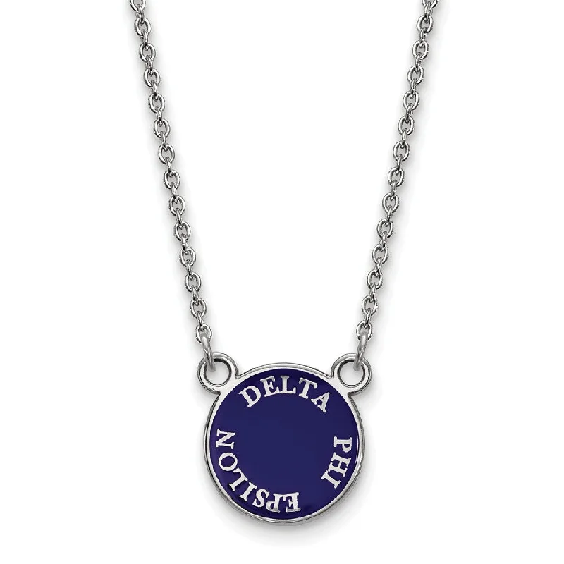 Simple Bead Necklace for Casual Looks-Sterling Silver Delta Phi Epsilon Small Enamel Disc Necklace