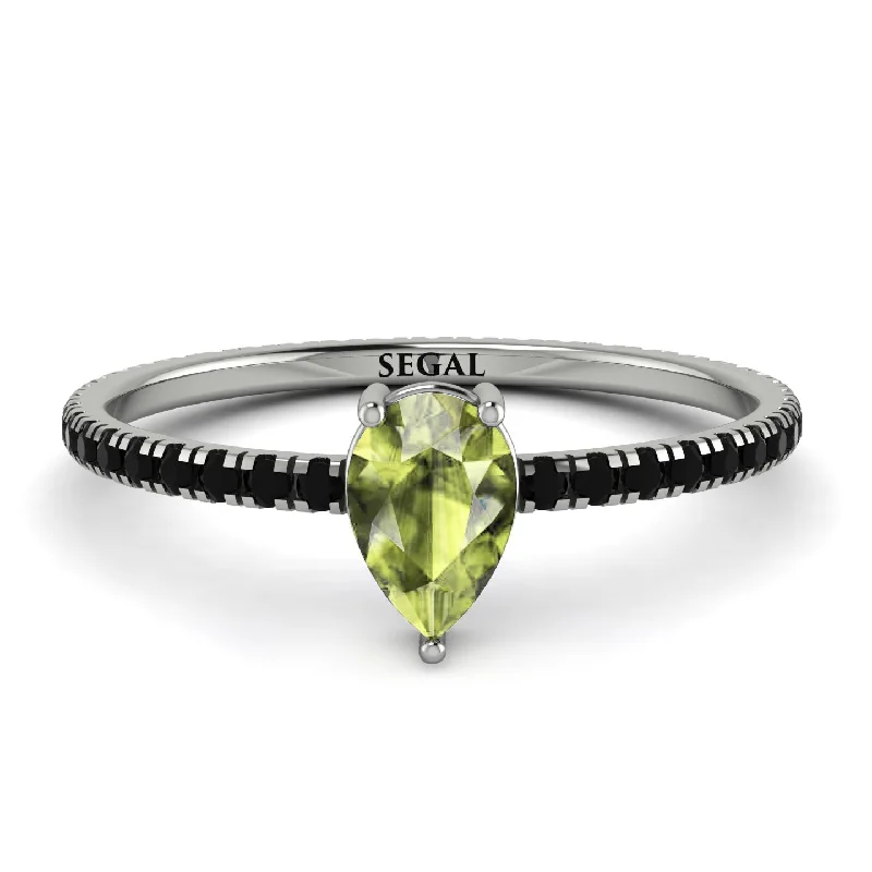 Vintage Wedding Band for Fashion-Pear Peridot Ring With Micro Pave - Taylor No. 709