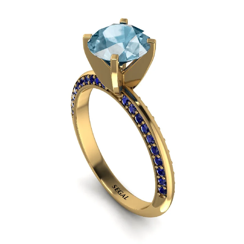 Trendy Gold Ring for Fashion-Classic Aquamarine Ring With A Twist - Leilani No. 413