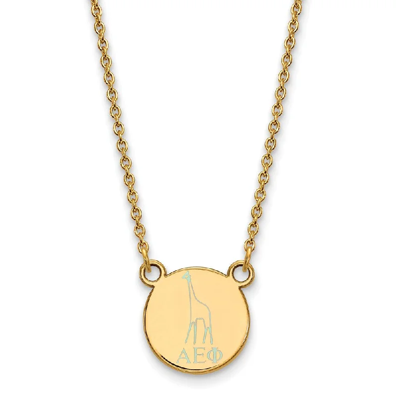 Artistic Gemstone Necklace-14K Plated Silver Alpha Epsilon Phi XS (Tiny) Enamel Necklace