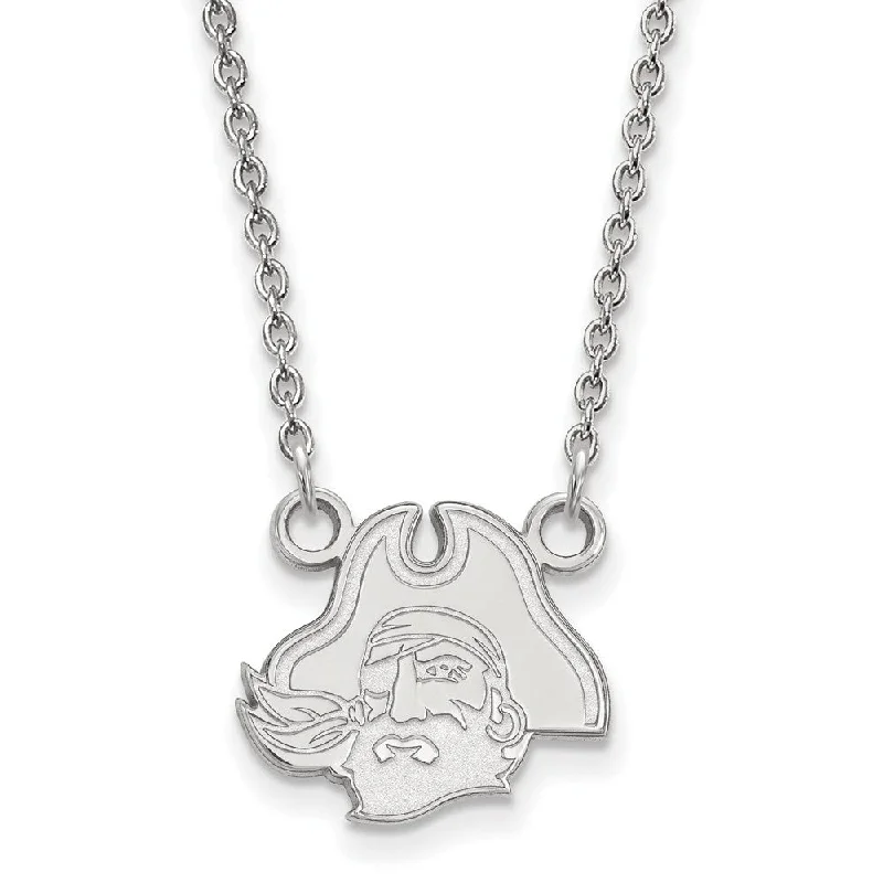 Layered Chain Necklace for Fashionistas-Sterling Silver East Carolina U Small Mascot Pendant Necklace