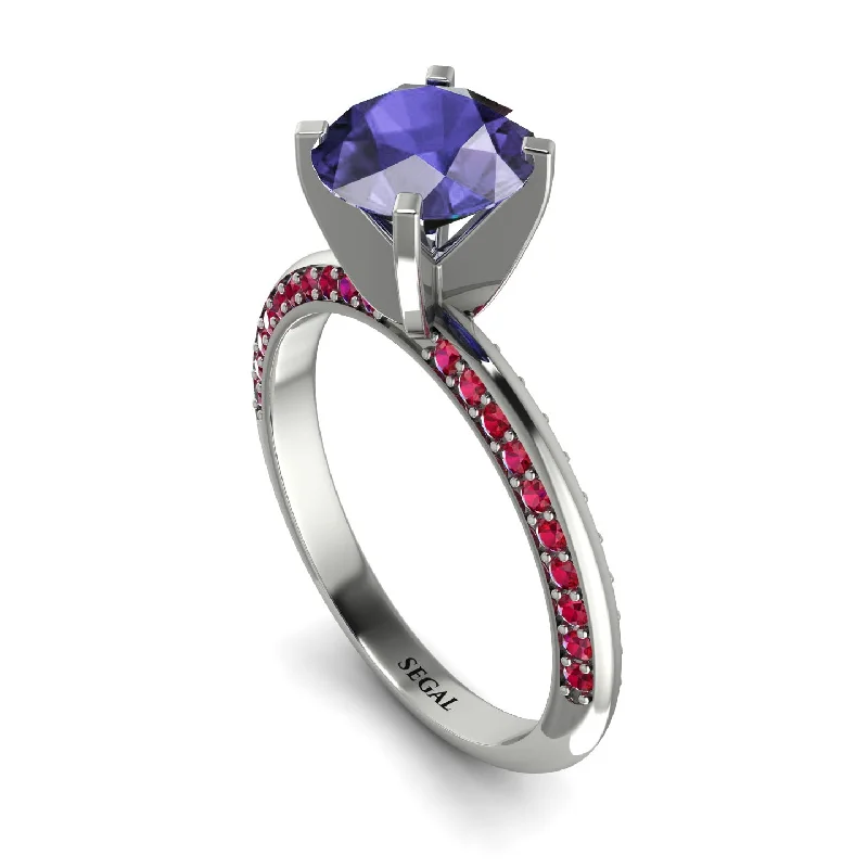 Wedding Band with Diamonds-Classic Tanzanite Ring With A Twist - Leilani No. 212