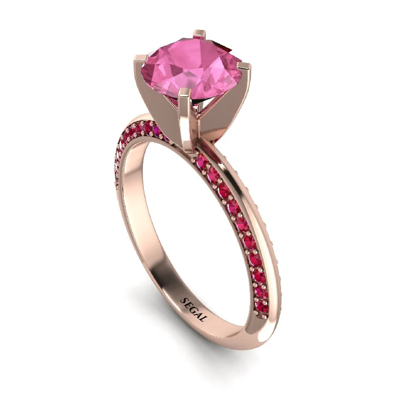 Gold Promise Ring for Engagement-Classic Pink Moissanite Ring With A Twist - Leilani No. 811