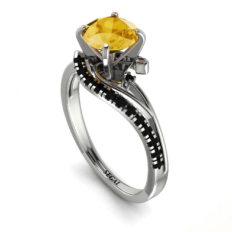 Simple Engagement Ring for Minimalist Style-Twist Shank Citrine Engagement Ring - Maria No. 609