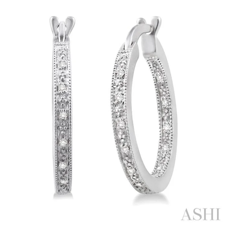 Geometric Silver Earrings for Style-1/10 Ctw Single Cut Diamond Hoop Earrings in Sterling Silver