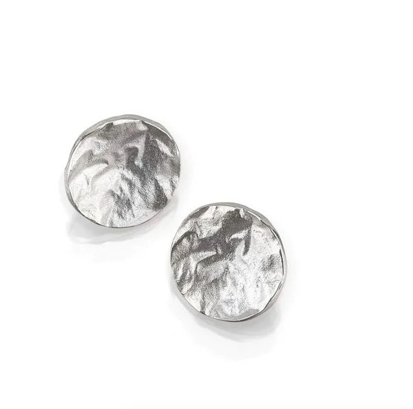 Unique Earrings for Special Occasions-Reticulated Sterling Circle Post  Earrings