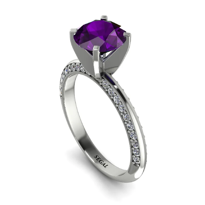 Unique Gemstone Ring-Classic Amethyst Ring With A Twist - Leilani No. 303