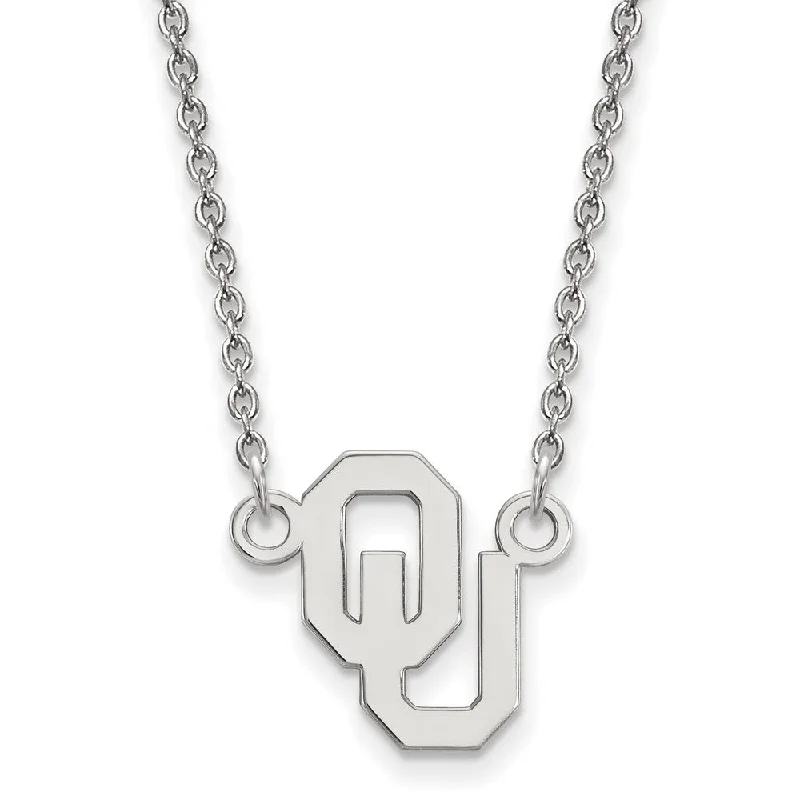 Handcrafted Gemstone Necklace for Gifts-10k White Gold Oklahoma OU Small Pendant Necklace