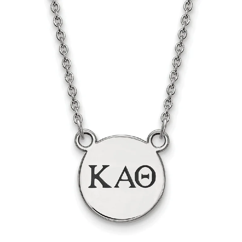 Gemstone Necklace for Evening Wear-Sterling Silver Kappa Alpha Theta Small Enamel Greek Letters Necklace