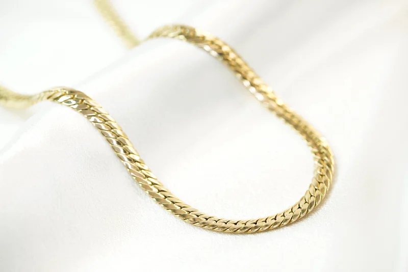 Simple Silver Chain Necklace-14k Cuban Link Chain Necklace