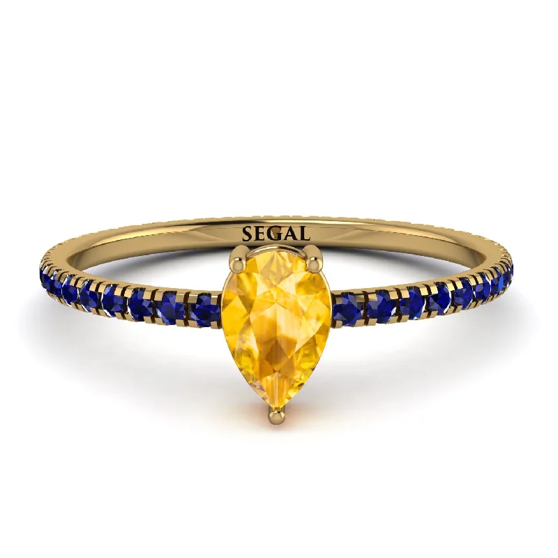 Vintage Diamond Ring for Women-Pear Yellow Diamond Ring With Micro Pave - Taylor No. 1013