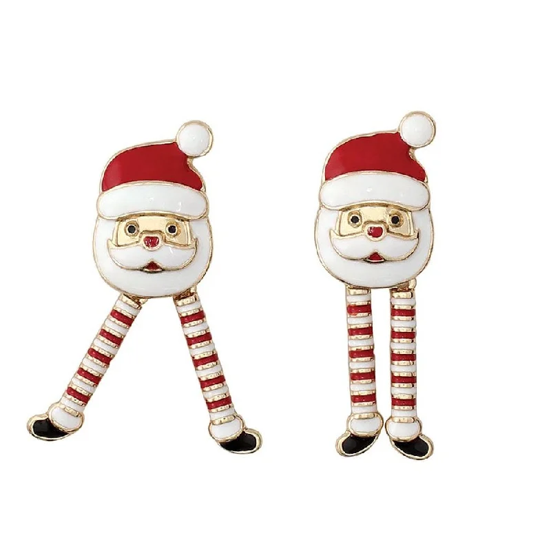 Elegant Stud Earrings for Casual Wear-Holiday Earrings Dancing Santa