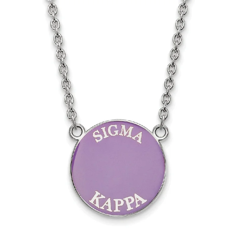 Gold Heart Necklace for Gifts-Sterling Silver Sigma Kappa Large Enamel Disc Necklace