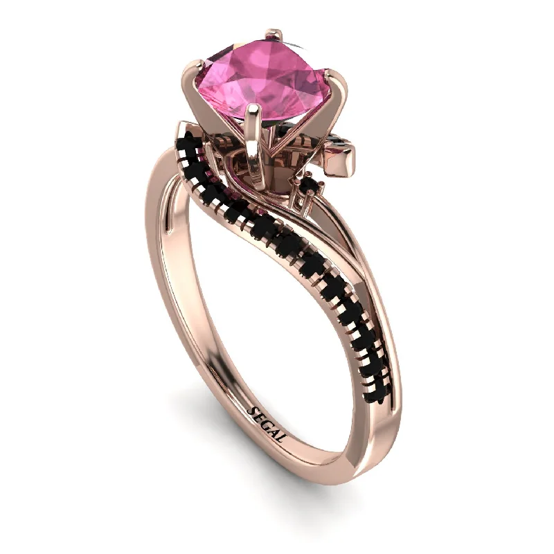 Rose Gold Engagement Ring-Twist Shank Pink Moissanite Engagement Ring - Maria No. 808