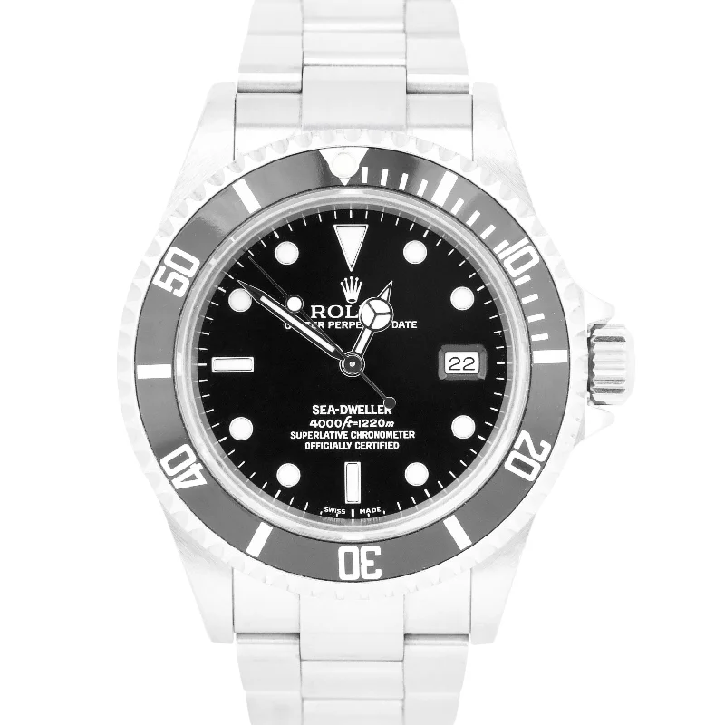 Customizable Sports Watches for Men-UNPOLISHED Rolex Sea-Dweller 16600 40mm Steel Black Automatic Watch BOX PAPERS