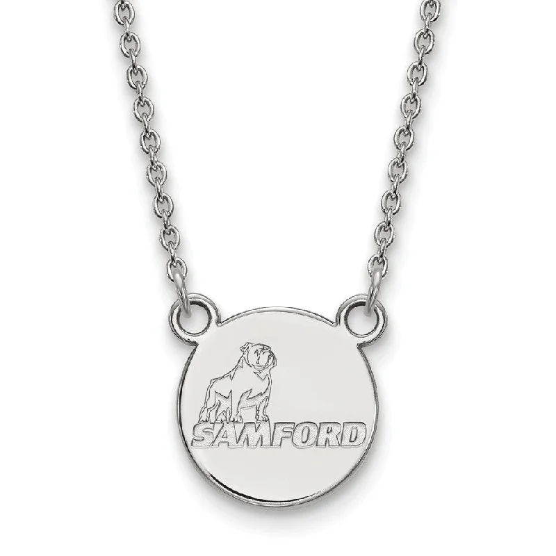 Customizable Necklace for Gifts-14k White Gold Samford U Small Pendant Necklace