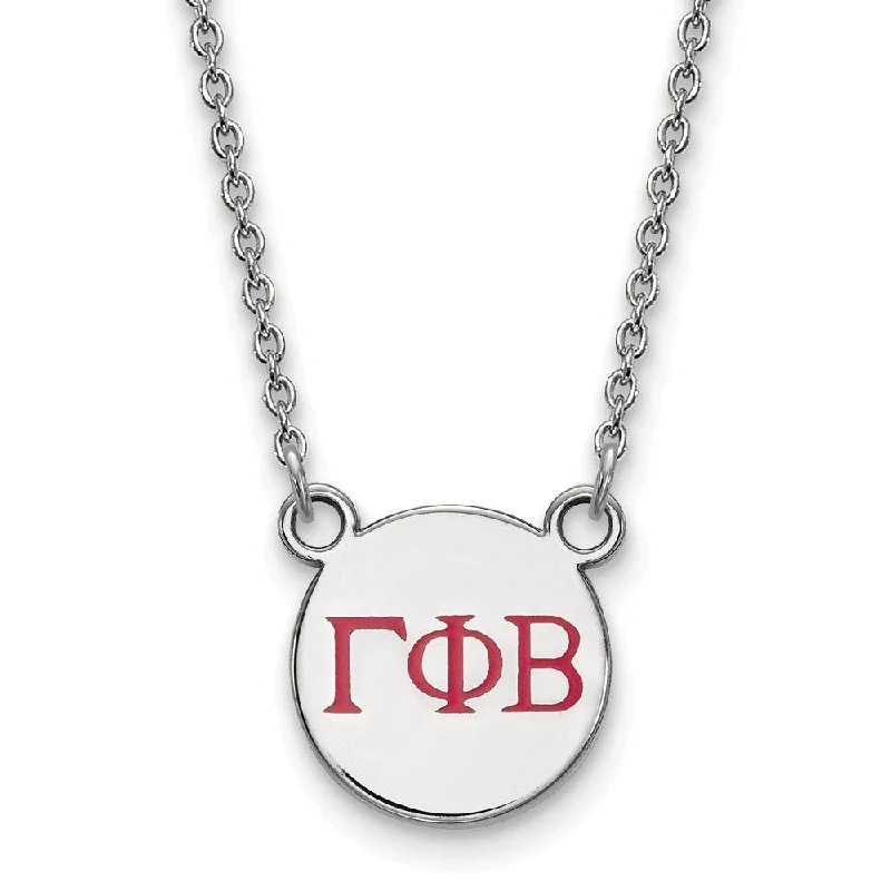 Beaded Necklace for Fashion-Sterling Silver Gamma Phi Beta Small Red Enamel Greek Letters Necklace