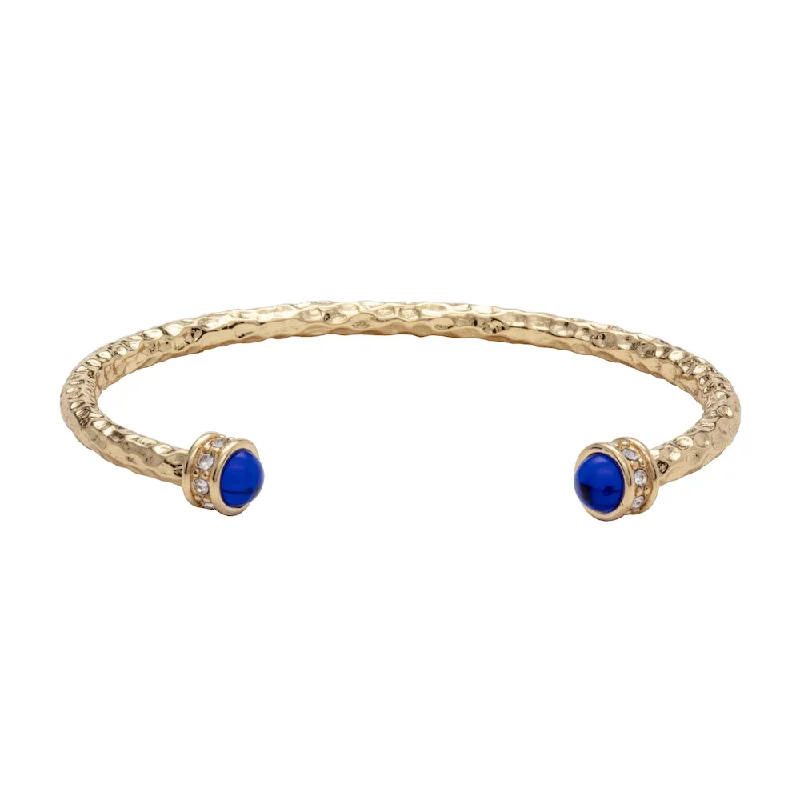 Elegant Silver Bangles for Evening Events-Hammered Torque Cobalt & Gold Bangle