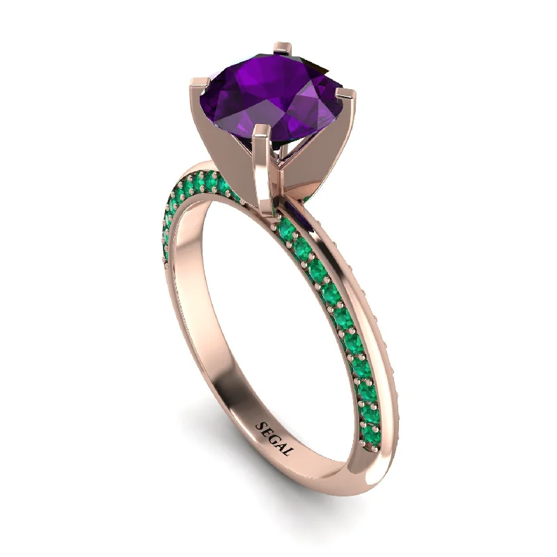 Rose Gold Engagement Ring-Classic Amethyst Ring With A Twist - Leilani No. 305