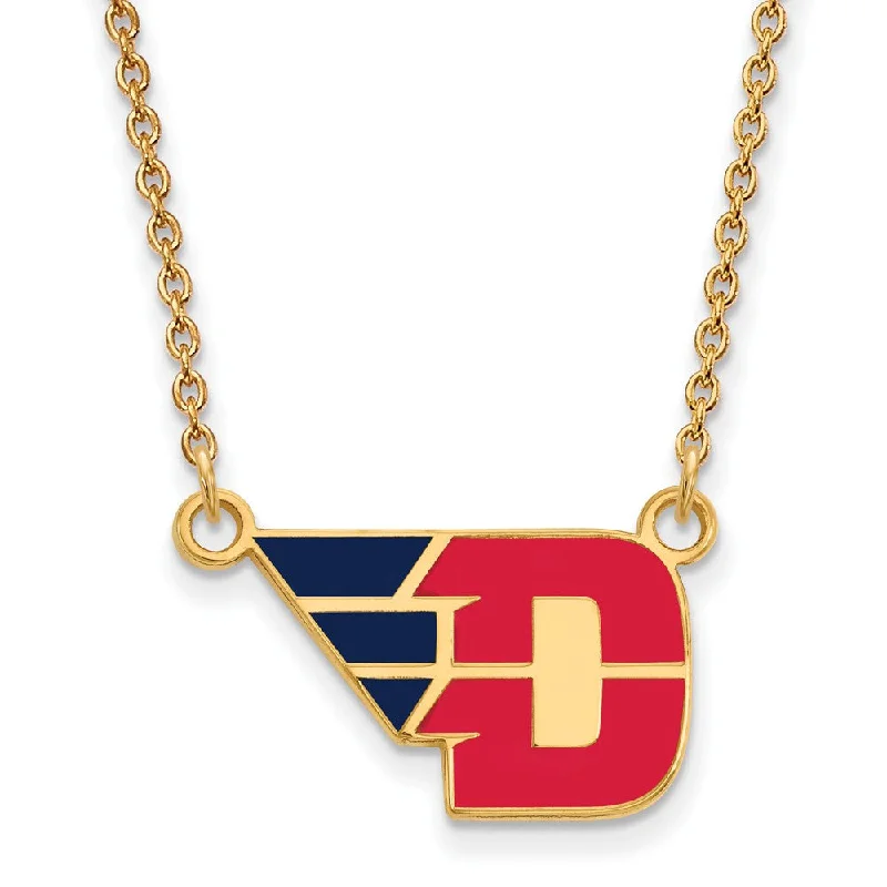 Unique Gemstone Necklace for Special Occasions-14k Gold Plated Silver U of Dayton Small Enamel Pendant Necklace