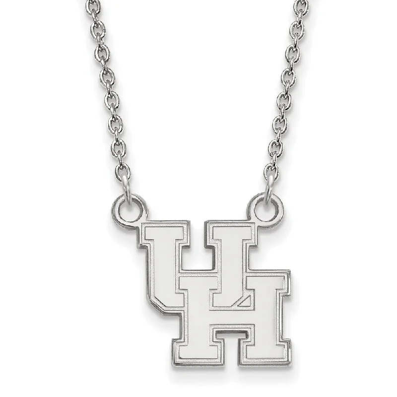 Sapphire Necklace for Special Events-14k White Gold U of Houston Small Pendant Necklace