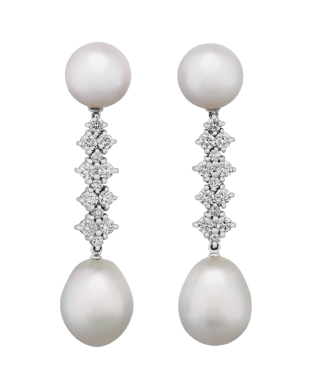 Chic Gold Earrings for Women-South Sea Pearl and Diamond Earrings