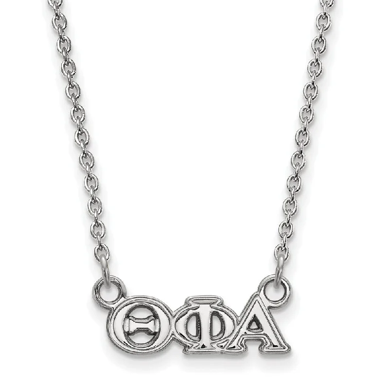 Classic Silver Necklace for Everyday Wear-Sterling Silver Theta Phi Alpha XS (Tiny) Greek Letters Necklace