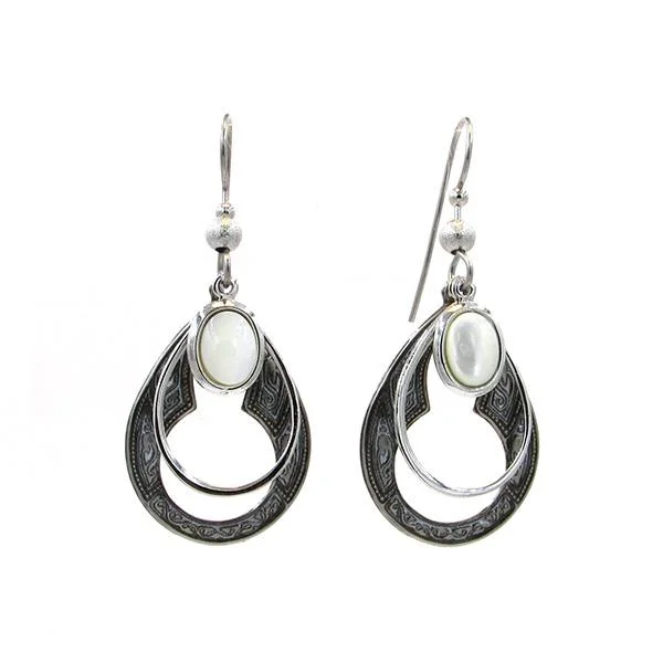 Stylish Earrings for Teen Girls-Silver Forest Earrings Silver Black White Stone Teardrop