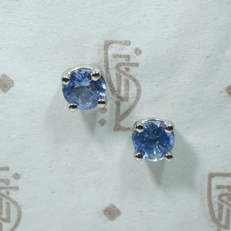 Stylish Statement Earrings-Baby Blues .84tcw Sapphire Stud Earrings in Platinum