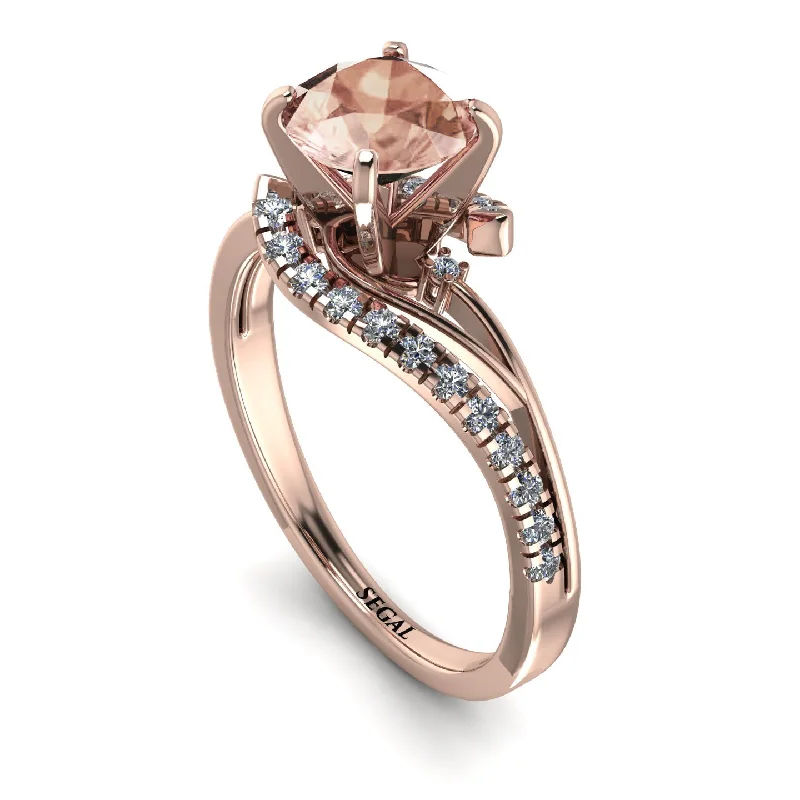 Custom Diamond Ring for Engagement Proposal-Twist Shank Morganite Engagement Ring - Maria No. 902