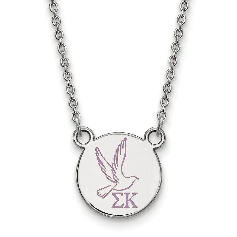 Choker Necklace with Charm-Sterling Silver Sigma Kappa Small Enamel Necklace