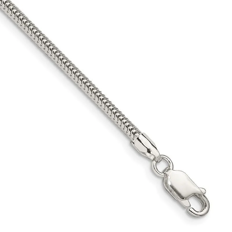 Silver Bracelet with Birthstone Charms-Sterling Silver 2.5mm Round Snake Chain Bracelet