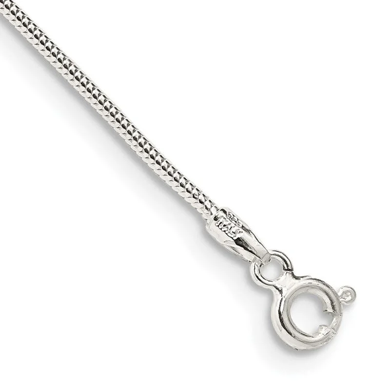 Silver Chain Bracelet for Casual Wear-Sterling Silver 1.2mm Round Snake Chain Bracelet