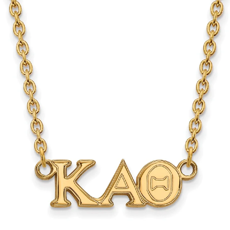 Layered Necklace for Special Occasions-14K Plated Silver Kappa Alpha Theta Medium Necklace