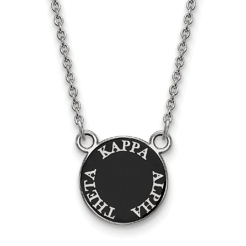 Gold Necklace for Women-Sterling Silver Kappa Alpha Theta Small Enamel Disc Necklace