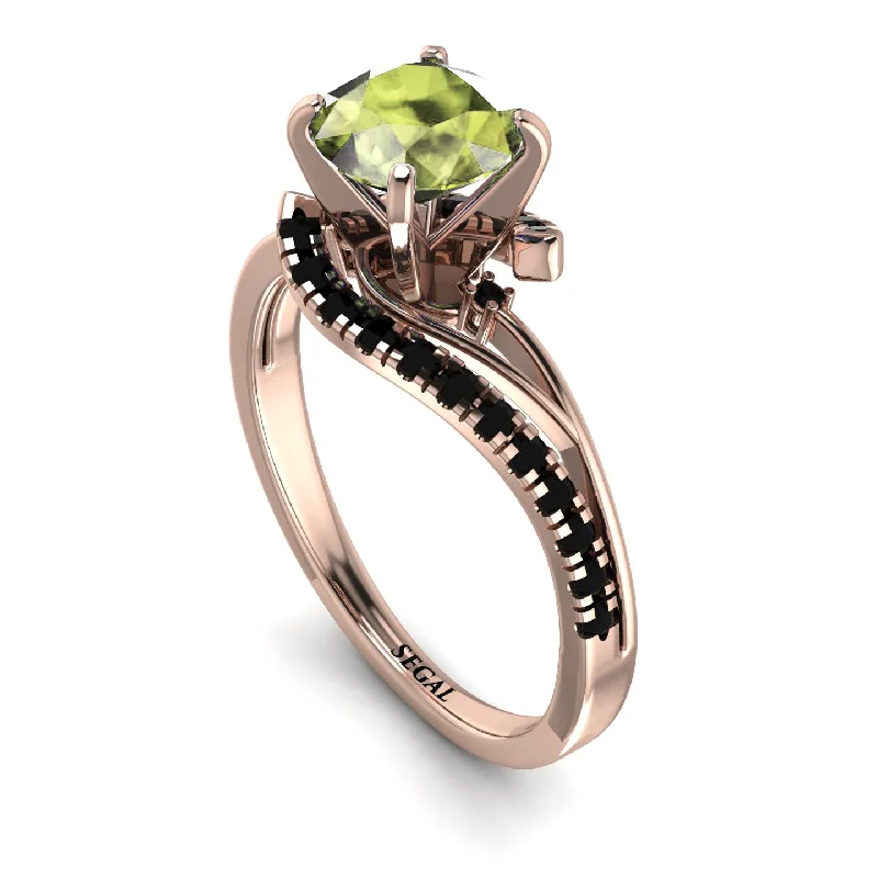 Multi-Stone Ring for Fashion Lovers-Twist Shank Peridot Engagement Ring - Maria No. 708