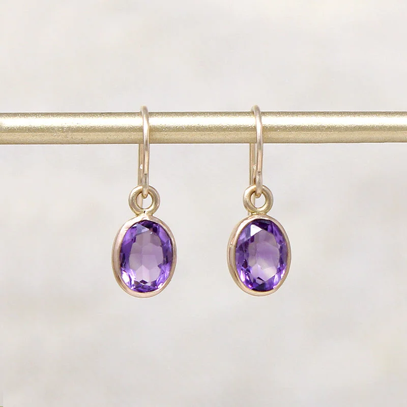 Artistic Pearl Earrings-Vibrant Amethyst in Gold Drop Earrings