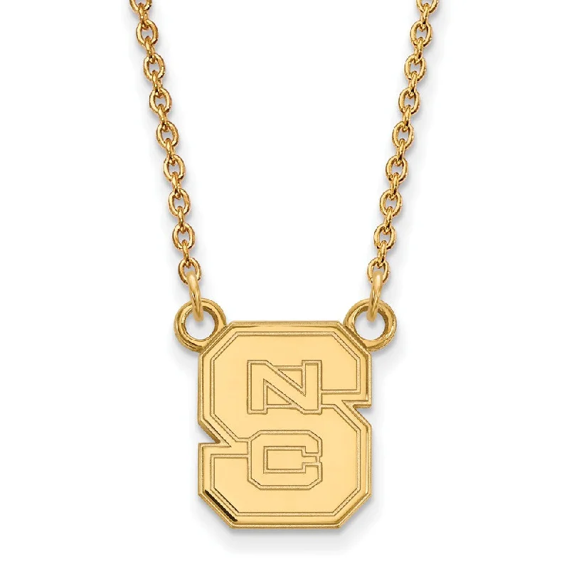 Bridal Necklace with Crystals-10k Yellow Gold North Carolina Small 'NCS' Pendant Necklace