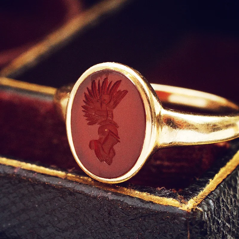 Custom Engraved Ring for Couples-Roman Styled Carnelian Intaglio Signet Ring