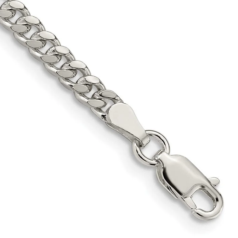 Custom Birthstone Bracelet for Women-Sterling Silver 3.25mm Domed Curb Chain Bracelet