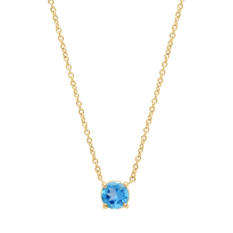 Bohemian Necklace for Beach Wear-Blue topaz round cut necklace