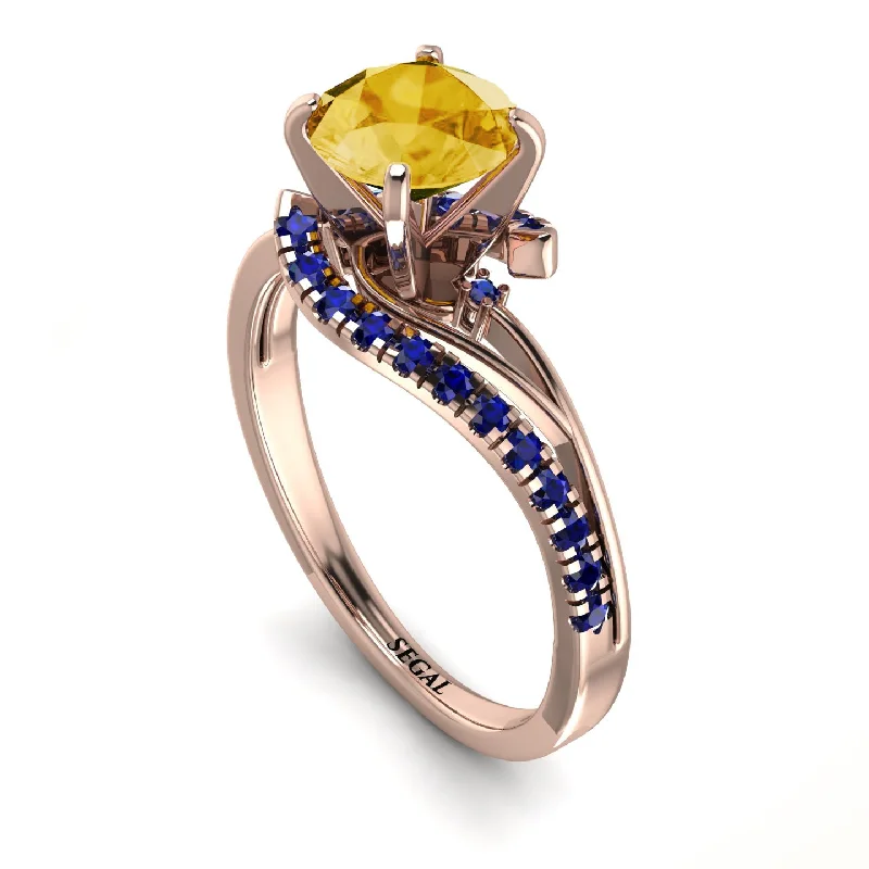 Gold Promise Ring for Engagement-Twist Shank Citrine Engagement Ring - Maria No. 614