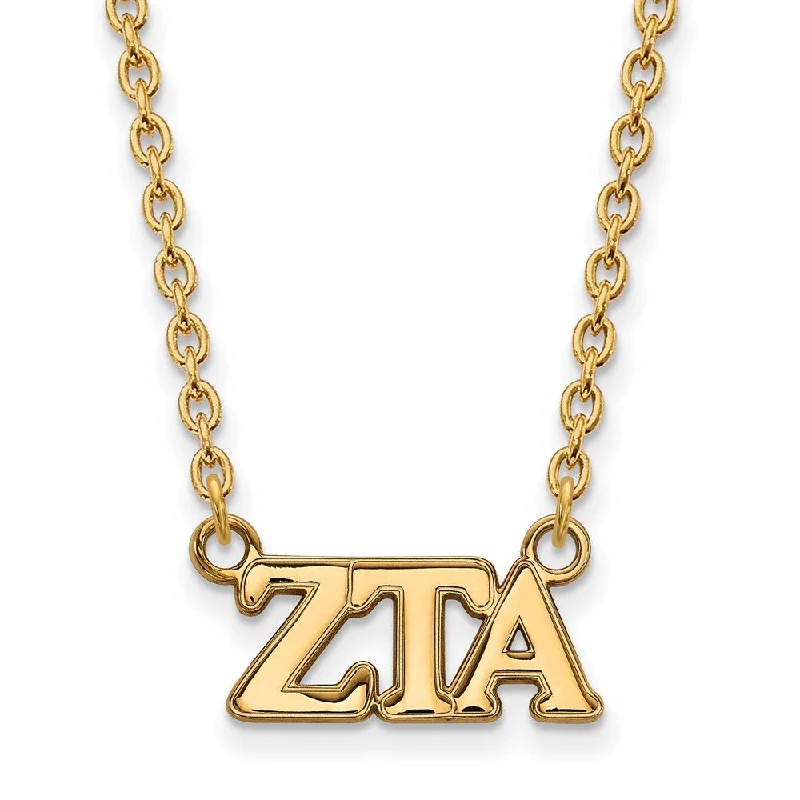 Layered Necklace with Multiple Charms-14K Plated Silver Zeta Tau Alpha Medium Necklace